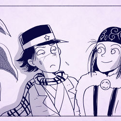 This is a pixiv picture whose title is 杉元＆アシリパ　岡崎京子風味.