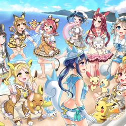 This is a pixiv picture whose title is 【C95】ポケライブ！真夏の色彩.