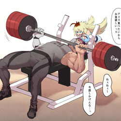 This is a pixiv picture whose title is ベンチプレス！.