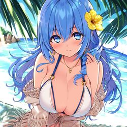 This is a pixiv picture whose title is 夏水着藍さん.