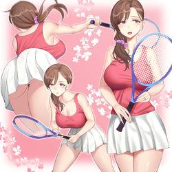 This is a pixiv picture whose title is ママさんテニスを始めた美咲さん(28).