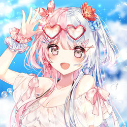 This is a pixiv picture whose title is 💖🏝summer splash🏝💙.