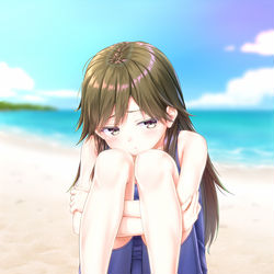 This is a pixiv picture whose title is スク水荒潮.