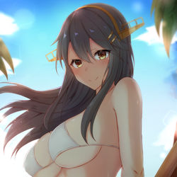 This is a pixiv picture whose title is 榛名と海へ.