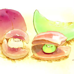 This is a pixiv picture whose title is 桃モッツァレラと生ハムメロン.