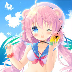 This is a pixiv picture whose title is 夏のくまさん.