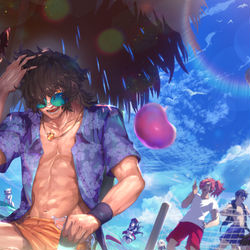 This is a pixiv picture whose title is ぐだぐだサマーシーサイド！.