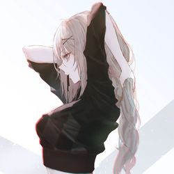 This is a pixiv picture whose title is tying hair.