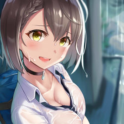 This is a pixiv picture whose title is 「降られてしまったな…」.