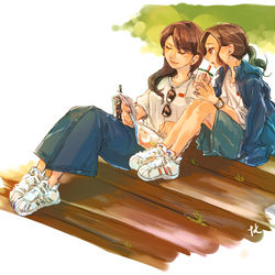 This is a pixiv picture whose title is 創作百合の落書きや漫画まとめ14.