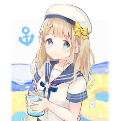 This is a pixiv picture whose title is 「…のむ？」.