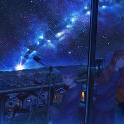 This is a pixiv picture whose title is 天体観測.