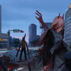 This is a pixiv picture whose title is チェンソーマン.