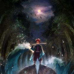 This is a pixiv picture whose title is 「鬼討つ刃は 闇夜を穿つ」【メイキングあり】.