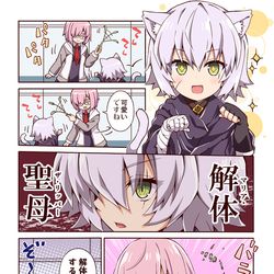 This is a pixiv picture whose title is 猫耳ジャックとピンチなマシュの話.
