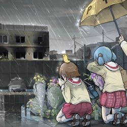 This is a pixiv picture whose title is Pray for Kyoani.