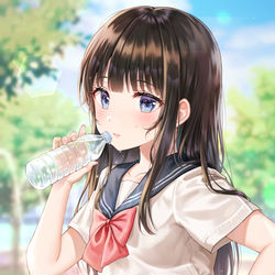 This is a pixiv picture whose title is 暑いね....