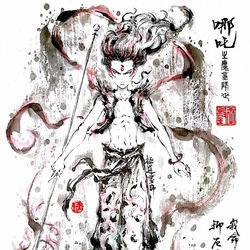 This is a pixiv picture whose title is 【極道畫師】哪吒.