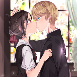 This is a pixiv picture whose title is かぐや様キス.