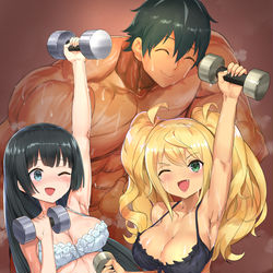 This is a pixiv picture whose title is ダンベル何キロ持てる？.