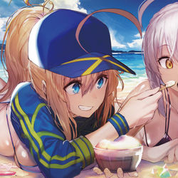 This is a pixiv picture whose title is 謎のヒロインズとかき氷(聖晶石味).