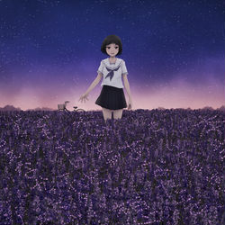 This is a pixiv picture whose title is 沈黙の花が散る頃に.