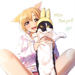 This is a pixiv picture whose title is 夕美と猫-台湾FF34大感謝.