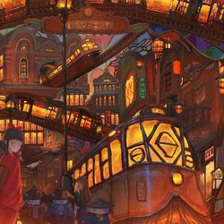 This is a pixiv picture whose title is 異世界の街.