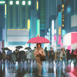 This is a pixiv picture whose title is Neon rain.