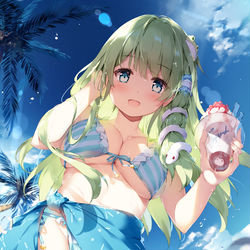 This is a pixiv picture whose title is 早苗さんと夏デート！.