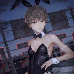 This is a pixiv picture whose title is ボーイッシュバニー.