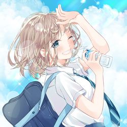 This is a pixiv picture whose title is ひとくち飲む？.