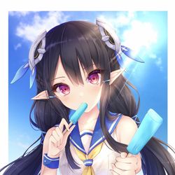 This is a pixiv picture whose title is たべる？.