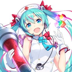 This is a pixiv picture whose title is 「愛の助け合い献血」ナースミクさん.