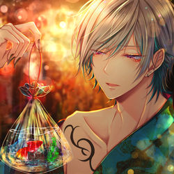 This is a pixiv picture whose title is ～小さな花火は二人の手元に～.