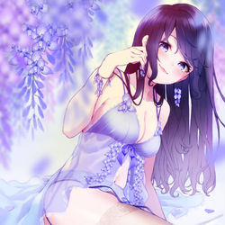 This is a pixiv picture whose title is 藤のランジェリー.