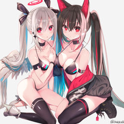 This is a pixiv picture whose title is Wツインテール水着.