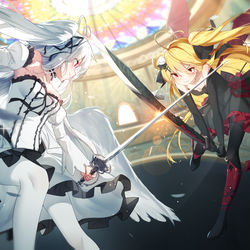 This is a pixiv picture whose title is 茶会 拼刀.
