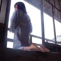 This is a pixiv picture whose title is 蒸し暑い夏、浴衣.