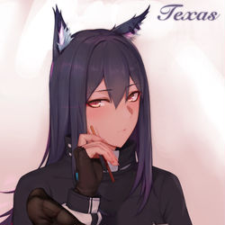 This is a pixiv picture whose title is 明日方舟 德克萨斯（黑丝版）.