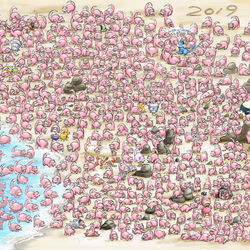 This is a pixiv picture whose title is ヤドンの日.