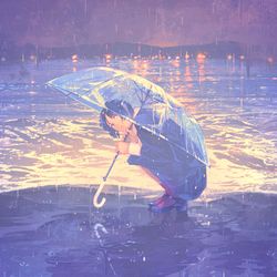 This is a pixiv picture whose title is 透明な雨に隠れて.
