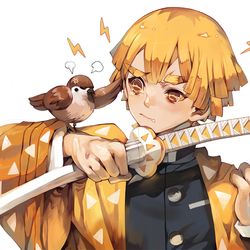 This is a pixiv picture whose title is Thunder △▽ Zenitsu.