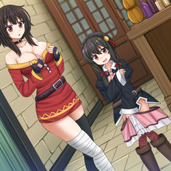 This is a pixiv picture whose title is Megumin x Yunyun.