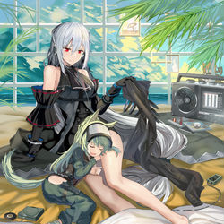 This is a pixiv picture whose title is 斯卡蒂与格拉尼的午睡日常.