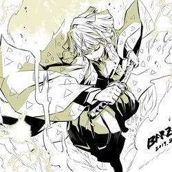 This is a pixiv picture whose title is 雷の呼吸 壱ノ型 霹靂一閃.
