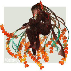 This is a pixiv picture whose title is 【創作キャラ】中華褐色ファンタジーっこ.