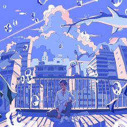 This is a pixiv picture whose title is 屋上.