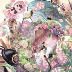 This is a pixiv picture whose title is 和菓子と抹茶のお茶会.