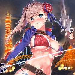 This is a pixiv picture whose title is 水着の宮本武蔵.